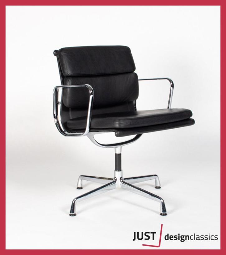 AANBIEDING!! Vitra ea 207 Zwart Leder Chroom (voorraad:20), Huis en Inrichting, Stoelen, Zwart, Ophalen