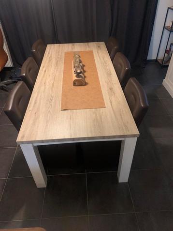 Tafel 226x102cm - meubelplaat - lariks met optie 6 stoelen beschikbaar voor biedingen