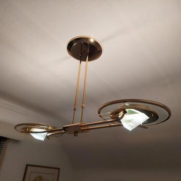 Vintage hanglamp en tafel lampje, Enlèvement, Utilisé