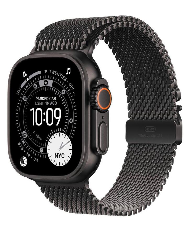 Apple smartwatch Ultra 3 Cellular 49mm Zwart Milanese Band M, Handtassen en Accessoires, Sporthorloges, Nieuw, iOS, Zwart, Hartslag