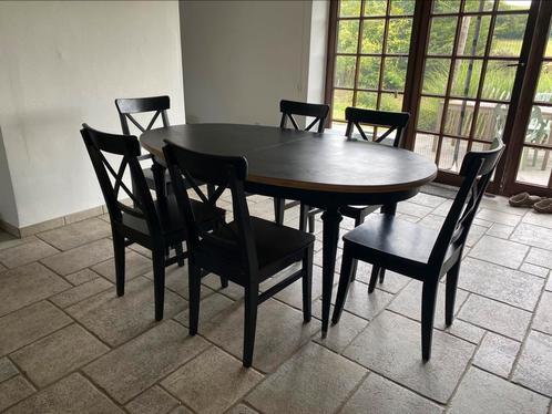 Volledige eetkamer (tafel en stoel), Huis en Inrichting, Complete eetkamers, Gebruikt, 4 tot 6 stoelen, Ophalen