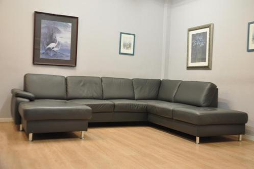 Superbe salon CUIR 320x230cm méridienne gris moderne, Huis en Inrichting, Zetels | Complete zithoeken, Gebruikt, Leer, Ophalen