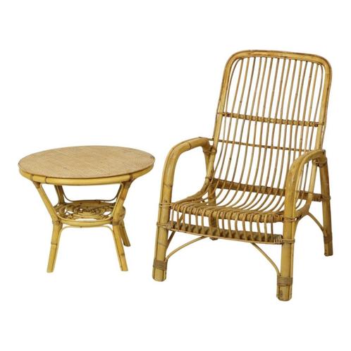Italiaanse Rotan Fauteuil French Riviera Boho Stijl, Huis en Inrichting, Stoelen, Gebruikt, Eén, Riet of Rotan, Bruin, Ophalen