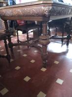Prachtige Engelse  antieke tafel met 6 leren stoelen, Ophalen