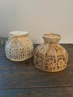 VINTAGE LAMPENKAPPEN KANT HAAKWERK LAMP 2 STUKS, Enlèvement ou Envoi, Utilisé, Rond, Moins de 25 cm
