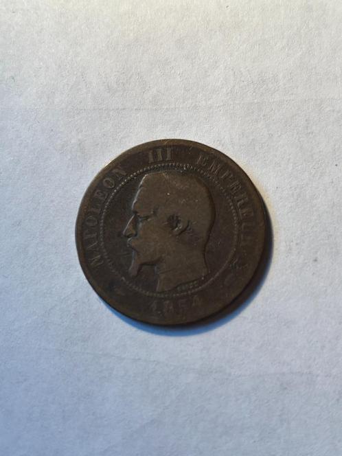 10 Centime Napoleon III met blote kop 1854, Postzegels en Munten, Penningen en Medailles, Brons, Ophalen of Verzenden