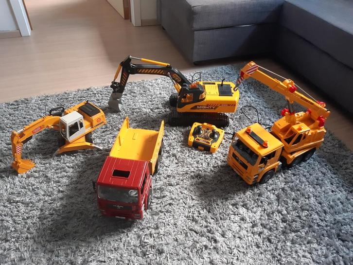 Set graafmachines en vrachtwagen, Kinderen en Baby's, Speelgoed |Speelgoedvoertuigen, Gebruikt, Afstandsbediening, Ophalen