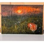 Mooi schilderij, Zonsondergang vos - Joca Beeby 1980 art, Ophalen of Verzenden