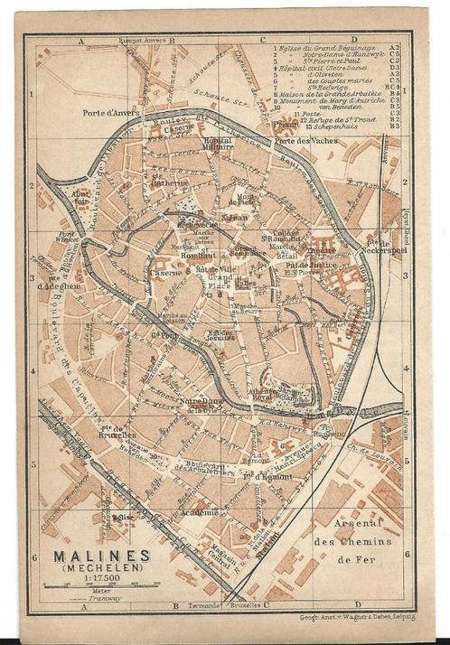 1905 - Mechelen stadsplannetje, Boeken, Atlassen en Landkaarten, Verzenden