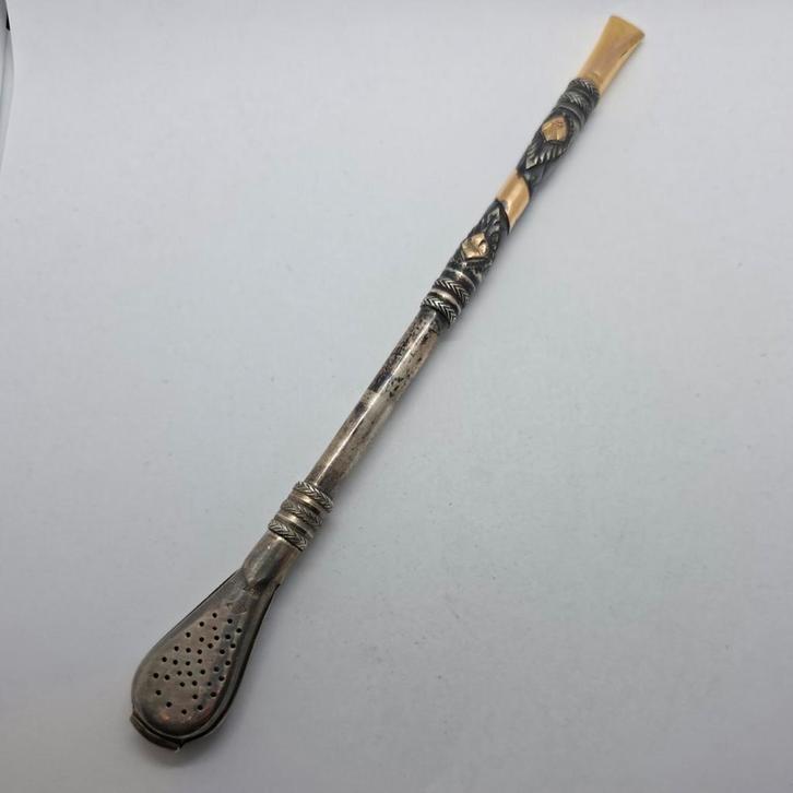 Zilveren Bombilla - 925 Zilver, Antiek en Kunst, Antiek | Zilver en Goud, Zilver, Ophalen of Verzenden