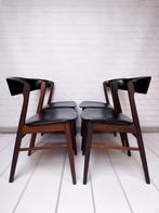 4 originele Deense palissander eetkamerstoelen jaren 60, Huis en Inrichting, Mid century, Verzenden, Zwart, Zo goed als nieuw