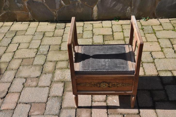 Commode stoel - Toiletstoel - Eiken + Brons - Eind 19e eeuw., Antiek en Kunst, Antiek | Meubels | Stoelen en Sofa's, Ophalen