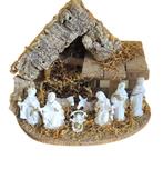 Supermooie houten kerststal, made in Italy, met 8 beeldjes, Diversen, Kerst, Ophalen of Verzenden, Zo goed als nieuw