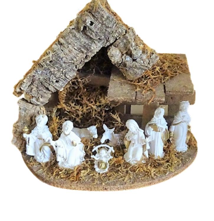 Supermooie houten kerststal, made in Italy, met 8 beeldjes, Diversen, Kerst, Zo goed als nieuw, Ophalen of Verzenden