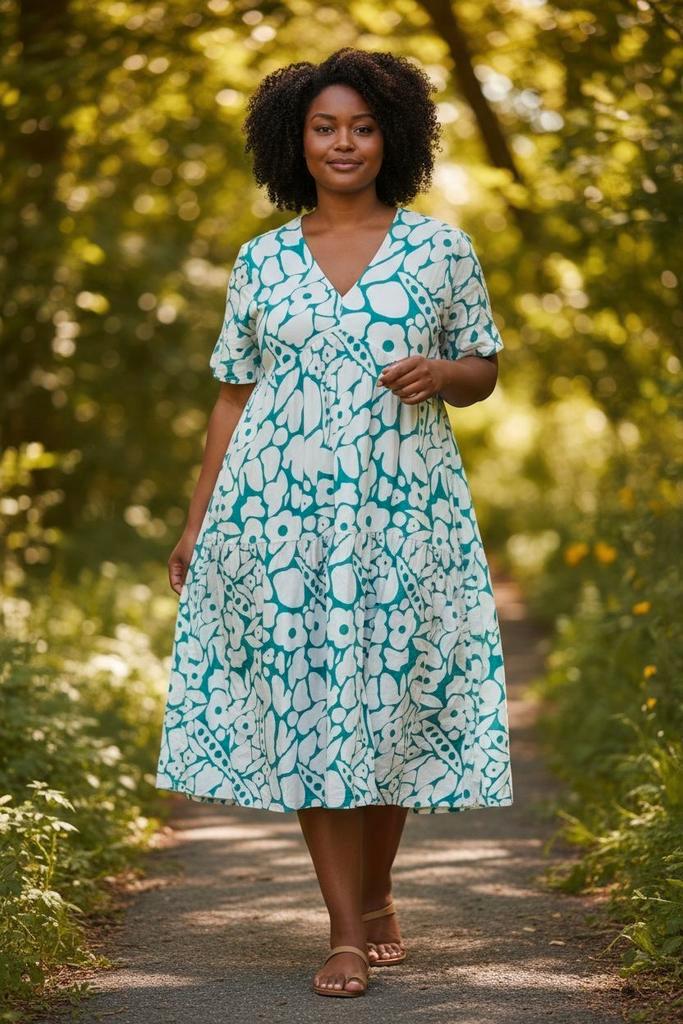 ✨️JURK Maat L valt Ruim - Met BUNDELKORTING‼️✨️, Kleding | Dames, Jurken, Zo goed als nieuw, Maat 42/44 (L), Groen, Onder de knie