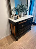 Vintage Black & Gold Chest of Drawers with marble top, Ophalen, Zo goed als nieuw