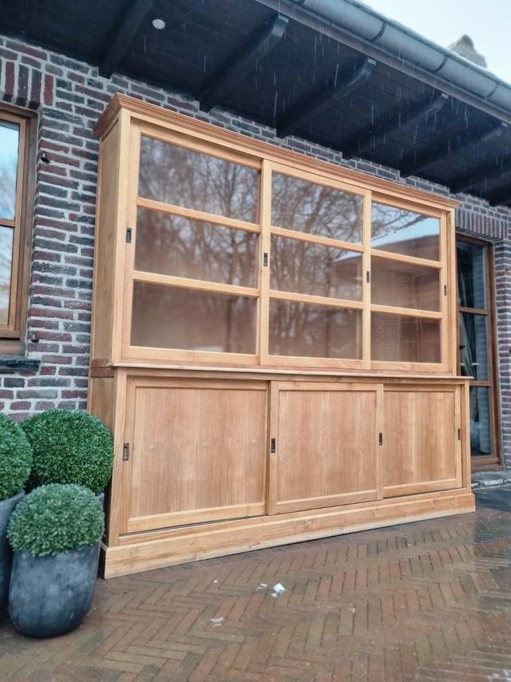 Vitrine/meuble buffet en teck LIVRAISON GRATUITE, Maison & Meubles, Armoires | Vitrines, Comme neuf, 200 cm ou plus, 200 cm ou plus