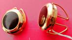 Bouton / accesoire clip plaqué or + onyx vintage, Italie, Handtassen en Accessoires, Antieke sieraden, Ophalen of Verzenden, Goud