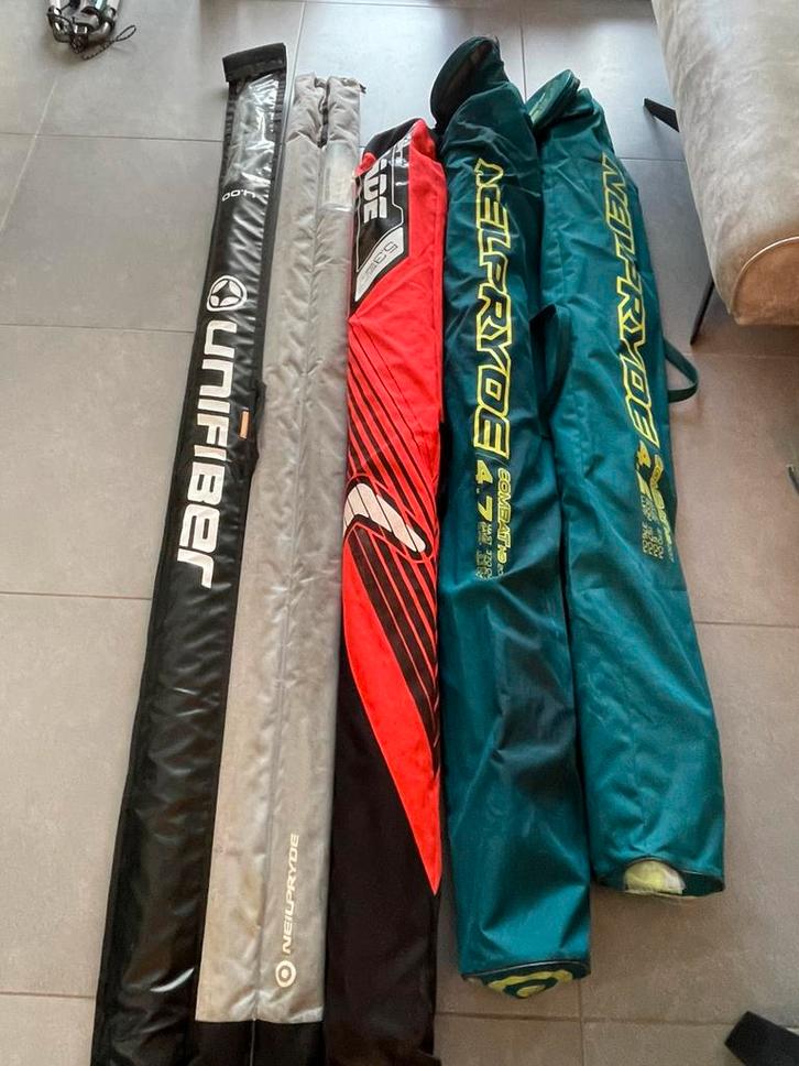 Complete windsurf wave quiver, Watersport en Boten, Windsurfen, Gebruikt, Zeil, Met draagtas, Minder dan 5 m², Ophalen