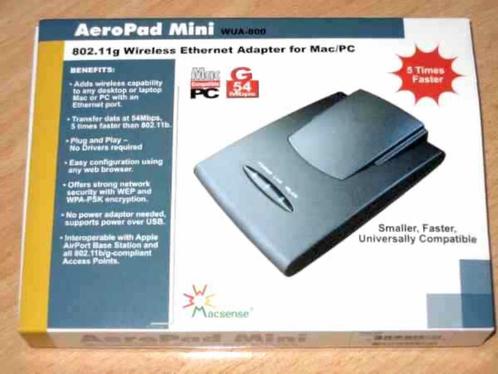 AeroPad Mini 802.11g Ethernet Adapter for Mac/PC, Computers en Software, Netwerkkaarten, Zo goed als nieuw, Verzenden