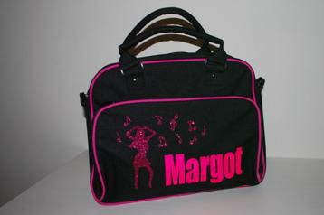 Junior Dance Bag - Black/Fuchsia met bedrukking Margot