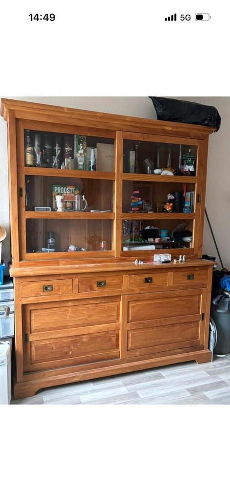 Buffetkast teak met schuifdeuren en 4 lades, Maison & Meubles, Armoires | Buffets, Utilisé, 200 cm ou plus, 150 à 200 cm, 50 à 75 cm