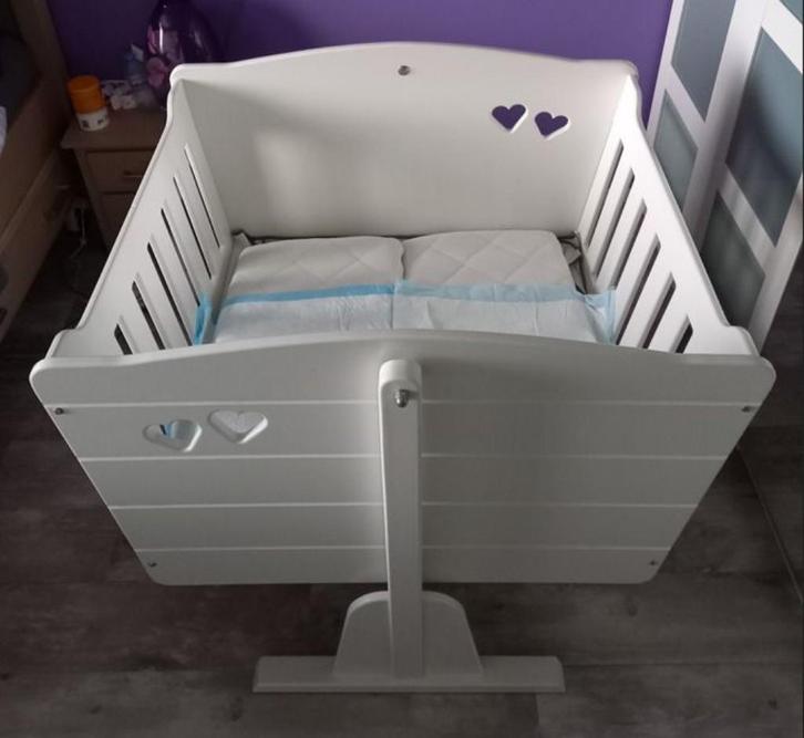 Tweeling Wieg / Dubbele wieg / Witte wieg, Kinderen en Baby's, Kinderkamer | Bedden, Gebruikt, Minder dan 140 cm, 70 tot 85 cm