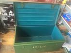 Vintage metalen kist, militaire koffer, groene opbergkist, Ophalen, Gebruikt, 100 tot 150 cm, 100 tot 125 cm