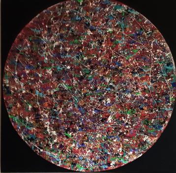 Schilderij: "Makes the world go round". 70/70/4 cm. beschikbaar voor biedingen
