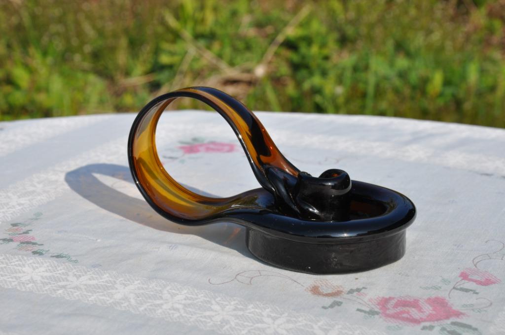 bougeoir a main design verre souffle brun, Enlèvement ou Envoi