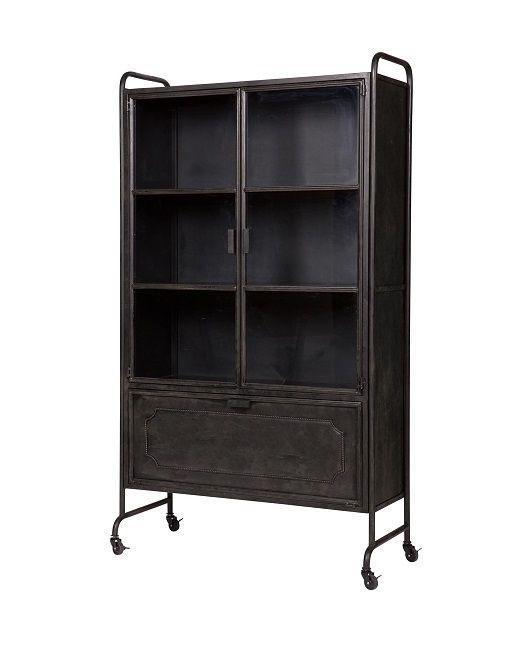 Zwart metalen vitrinekast “Be Pure Home”, Huis en Inrichting, Kasten | Vitrinekasten, Zo goed als nieuw, 150 tot 200 cm, 100 tot 150 cm