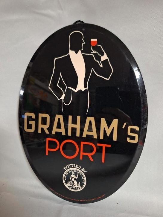 Reclame bord 1947 Graham's Port Excelsior Wine Antwerpen, Verzamelen, Merken en Reclamevoorwerpen, Gebruikt, Reclamebord, Ophalen of Verzenden