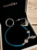 Pandora gevlochten lederen armband met bedel (vis) unisex, Ophalen, Zo goed als nieuw