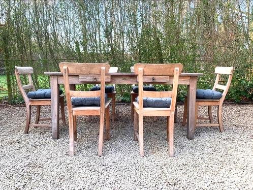 Teakhouten Terras/Tuinset tafel 180+ 6 stoelen met kussens!, Jardin & Terrasse, Ensembles de jardin, Salons de jardin, Bois, Enlèvement