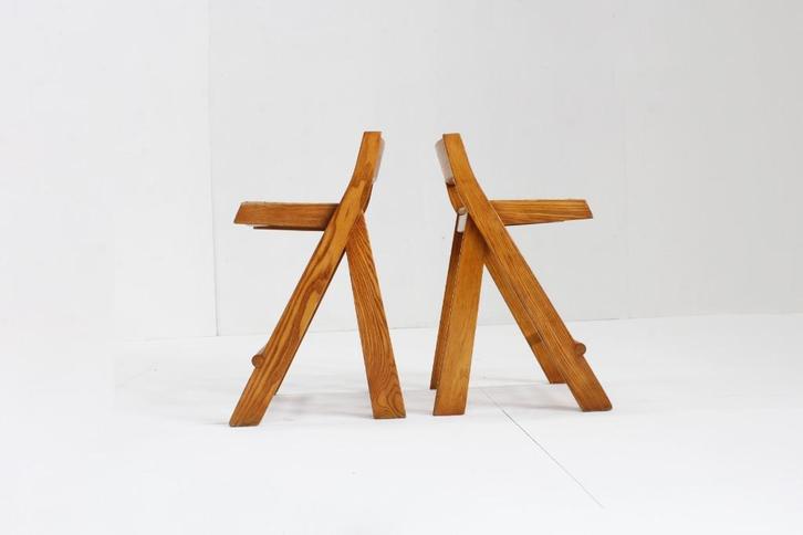 Set Vintage Italiaanse houten bar krukken, Huis en Inrichting, Barkrukken, Gebruikt, 90 cm of meer, Hout, 2 krukken, Ophalen