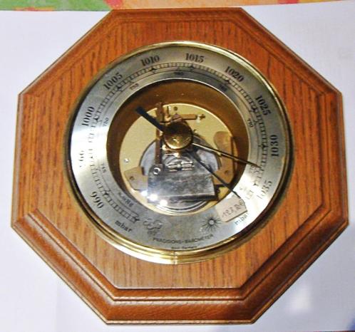 Baromètre en bois hexagonal, ne fonctionne plus bien, 20 cm, Audio, Tv en Foto, Weerstations en Barometers, Niet werkend, Barometer