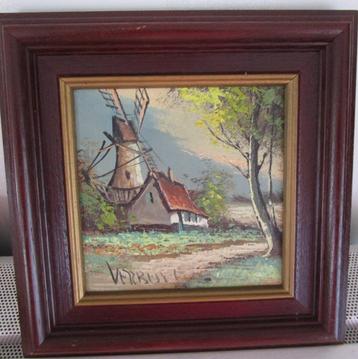 schilderij windmolen ingekaderd en gesingeerd beschikbaar voor biedingen