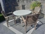 Granieten tafel met 4 stoelen, Tuin en Terras, Ophalen, Zo goed als nieuw