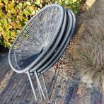 4 ronde tuinstoel fauteuille driepoot rotan antracietgrijs, Tuin en Terras, Ophalen, Gebruikt, Rotan, Stapelbaar