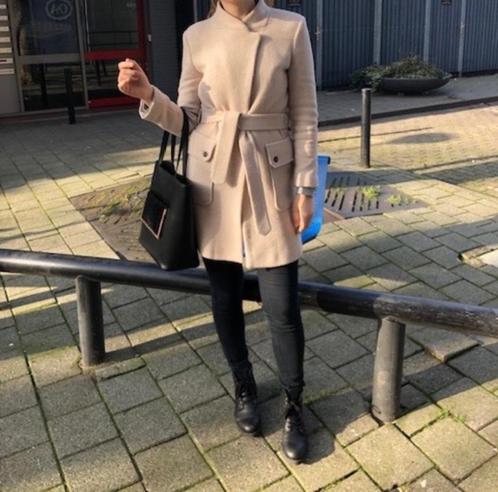 Mango mantel te koop, Kleding | Dames, Jassen | Winter, Gedragen, Maat 36 (S), Beige, Ophalen of Verzenden