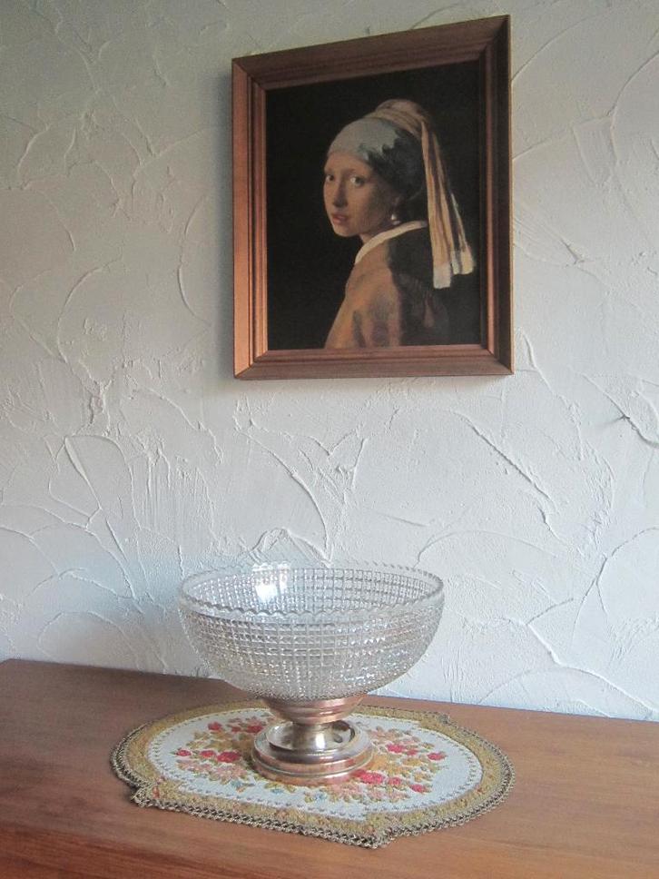 Coupe à fruits sur pied doré, Antiek en Kunst, Antiek | Glaswerk en Kristal, Ophalen of Verzenden