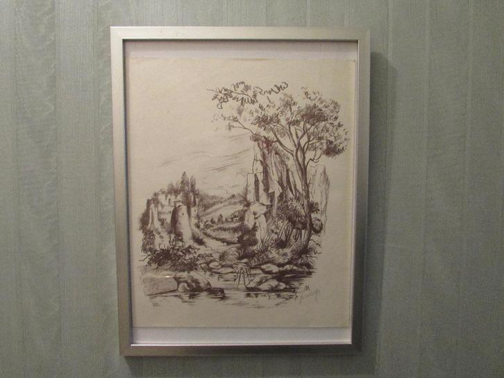 MICHEL BRACKE, LANDSCHAP MET RUÏNE, Antiek en Kunst, Curiosa en Brocante, Ophalen of Verzenden