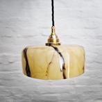 Art-Deco opaline gemarmerde glazen hanglamp., Antiek en Kunst, Ophalen of Verzenden