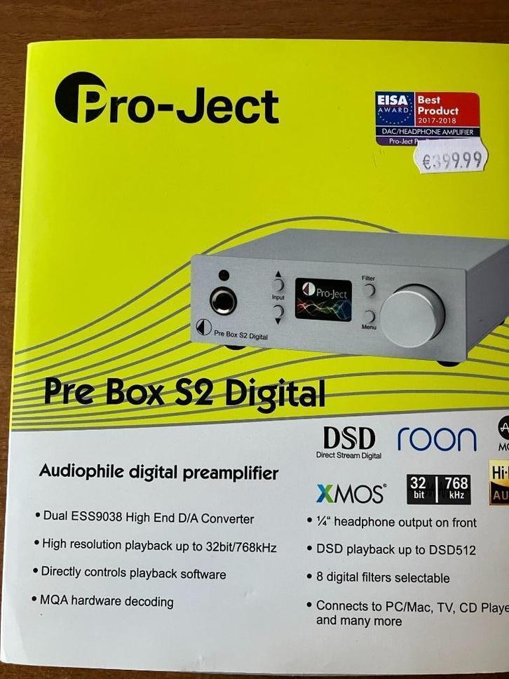 Pro-Ject Pre Box S2 Digital DAC et amplificateur pour casque, TV, Hi-fi & Vidéo, Convertisseurs, Comme neuf, Enlèvement ou Envoi