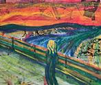 „De schreeuw” of „de wereld is slecht”, Antiek en Kunst, Kunst | Schilderijen | Modern, Ophalen of Verzenden