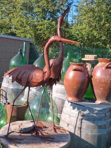Mooi reigers koppel in roestkleur metaal! Zeer decoratief  beschikbaar voor biedingen