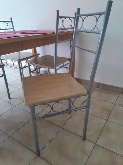 4 stoelen, Huis en Inrichting, Stoelen, Gebruikt, Vier, Hout, Metaal, Bruin, Ophalen