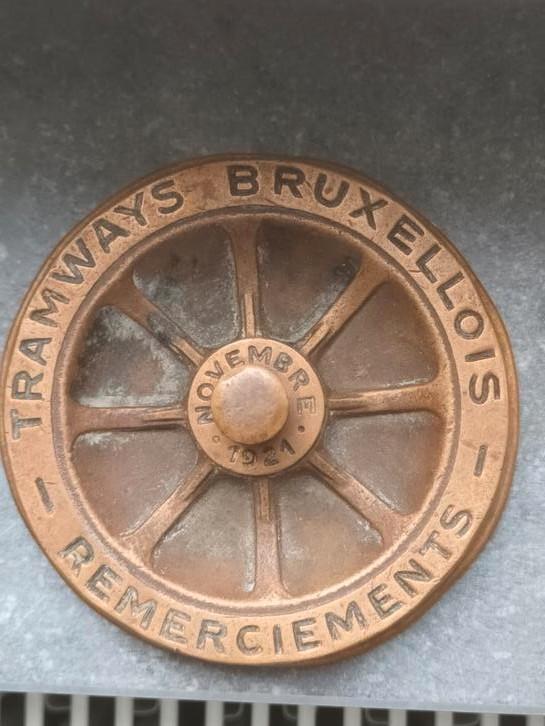 Cendrier en cuivre  Novembre 1921 (lire description), Collections, Trains & Trams, Enlèvement ou Envoi