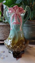 Vase à barbotines en majolique Art nouveau/ Jugendstil, Antiquités & Art, Enlèvement ou Envoi