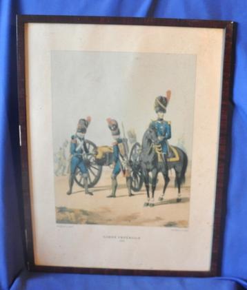 cadre avec gravure garde imperiale 1808 artillerie a pied  beschikbaar voor biedingen